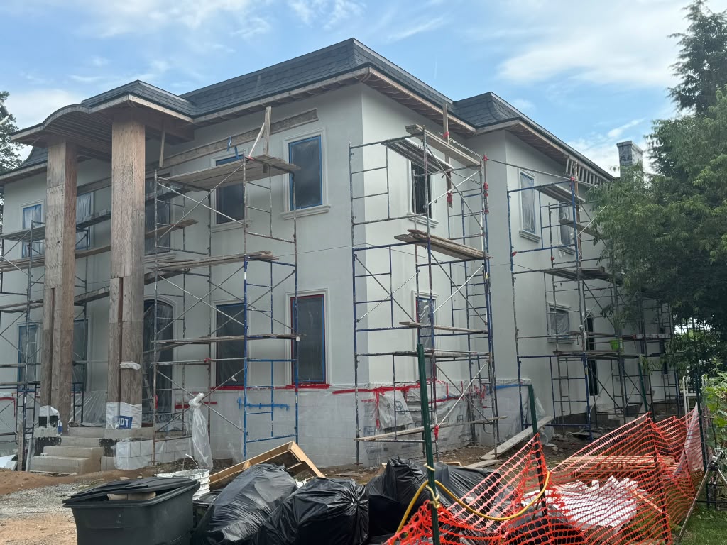 Exterior Scaffolding & Stucco Construction - The High Street Estate